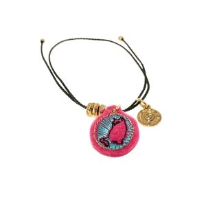 Marc By Marc Jacobs Adjustable Black Gold String Bracelet Pink Cat Charm NWT
